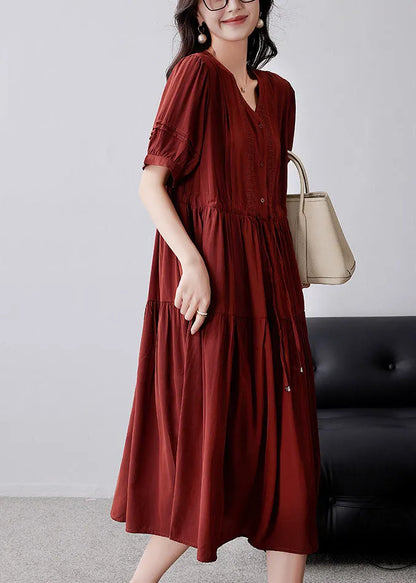 Mulberry Cinched Embroidered Cotton Dress Summer