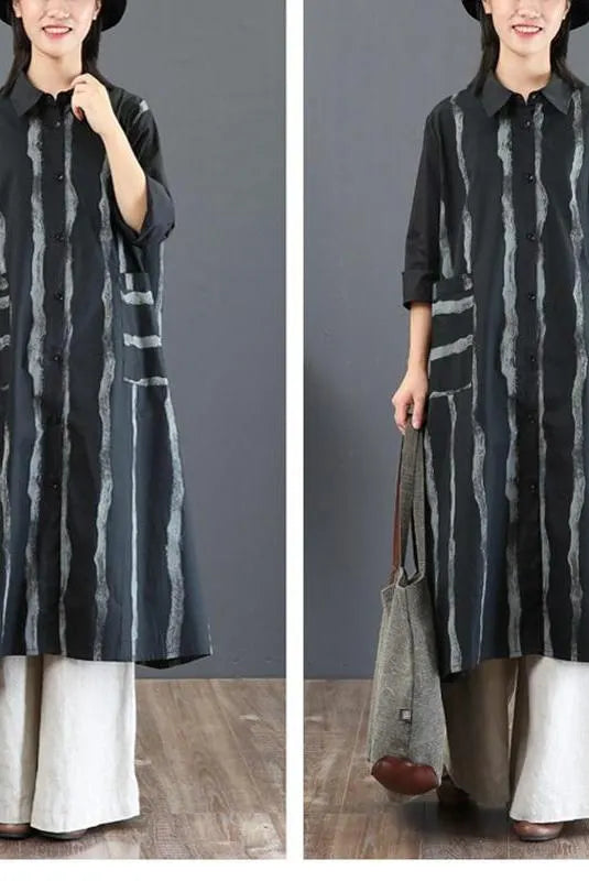 Striped Loose Chiffon Shirt Blouse