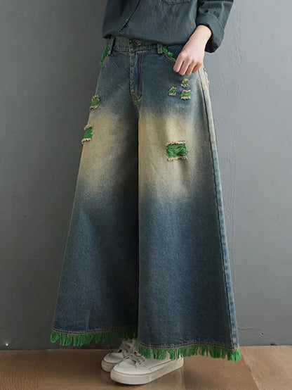 Original Split-joint Column Wide Leg Denim Pants