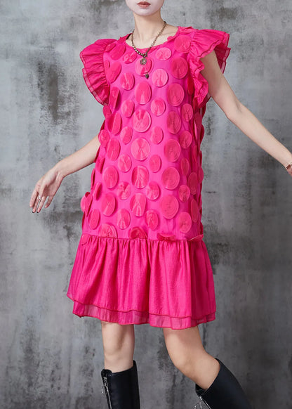 Rose Chiffon Party Dresses Butterfly Sleeve