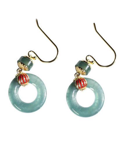 Cyan Sterling Silver Overgild Jadeite Drop Earrings