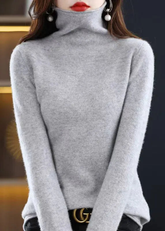 Yellow Turtle Neck Slim Fit Woolen Knit Pullover Spring
