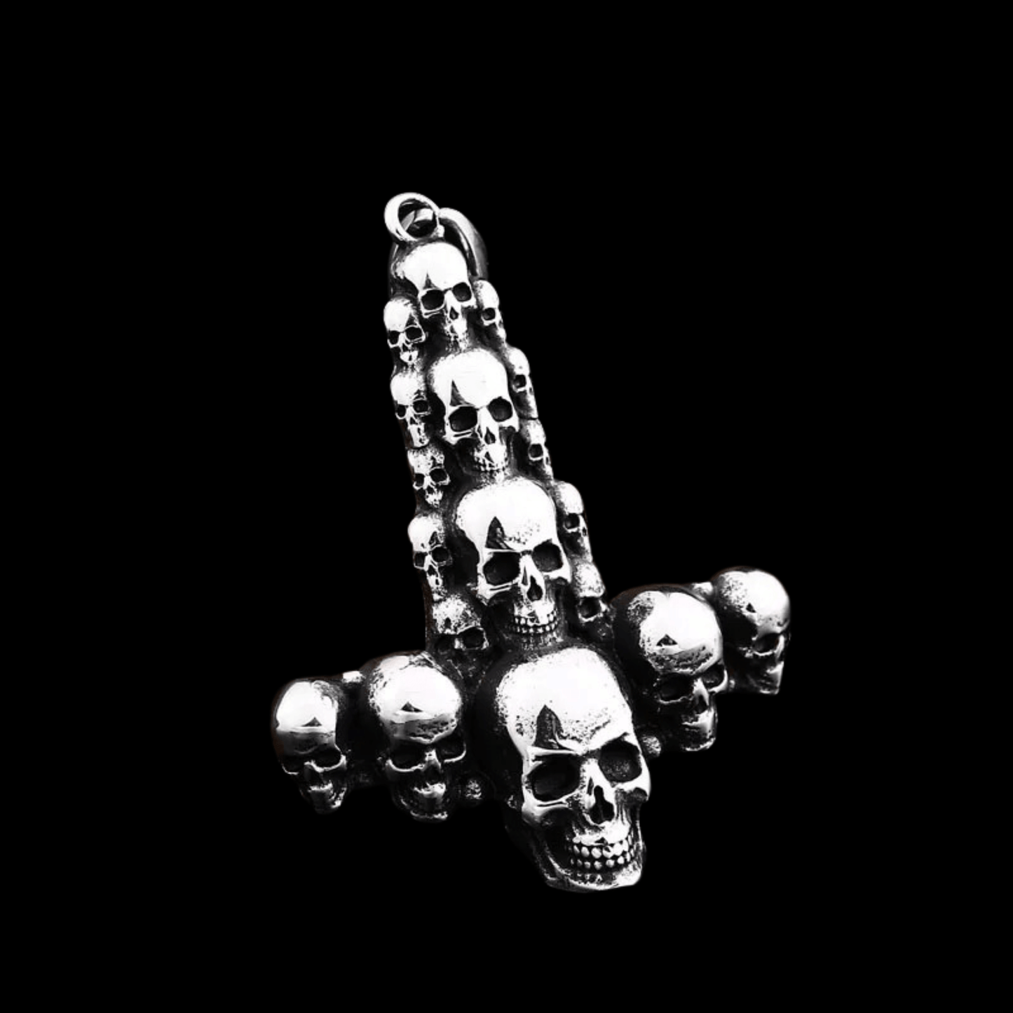 Catacomb Skulls Inverted Cross Pendant