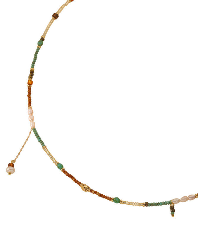 Original Design Gold Alloy Pearl Beading Baby's Breath Pendant Necklace