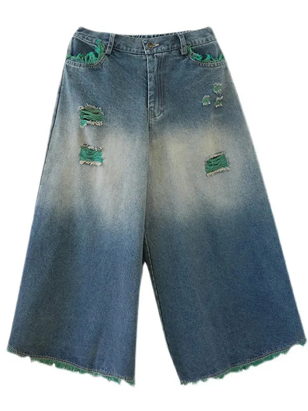 Original Split-joint Column Wide Leg Denim Pants