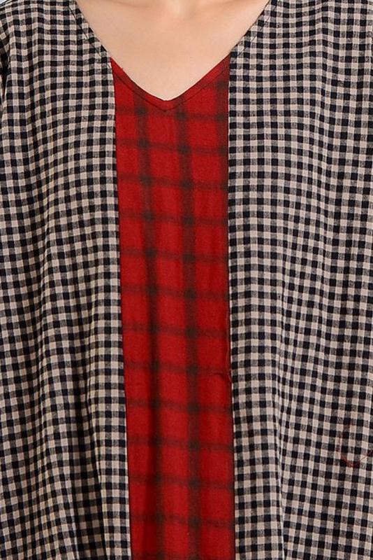 Limited Stock- Different Colored Plaid Retro Cotton Linen Dress