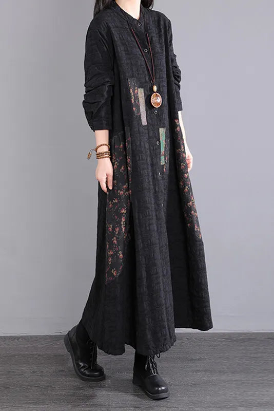 Fall Long Sleeve Dress Loose Cotton Dress