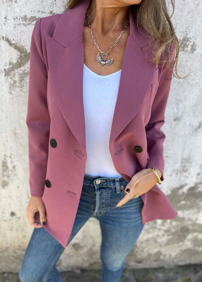 Purple Peter Pan Collar Button Suit Coat Fall