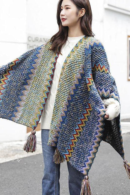 Winter Knitted Warm Tassel Scarf Shawl