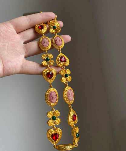 Gold Alloy Zircon Love Princess Necklace