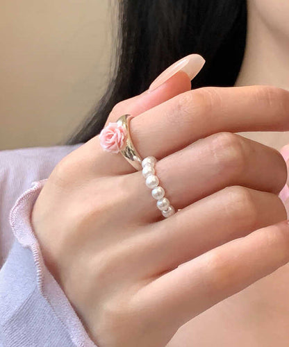 Handmade Alloy Pearl Rings Two-piece Set