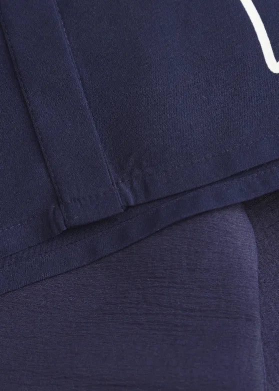 New Navy Peter Pan Collar Bow Cotton Blouses Fall