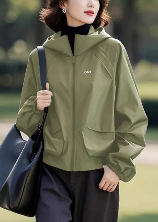 Loose Purple Hooded Zippered Cotton Coats Fall