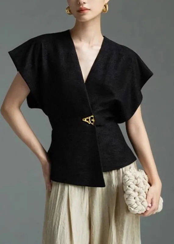 Black Shirt Asymmetrical Sleeveless
