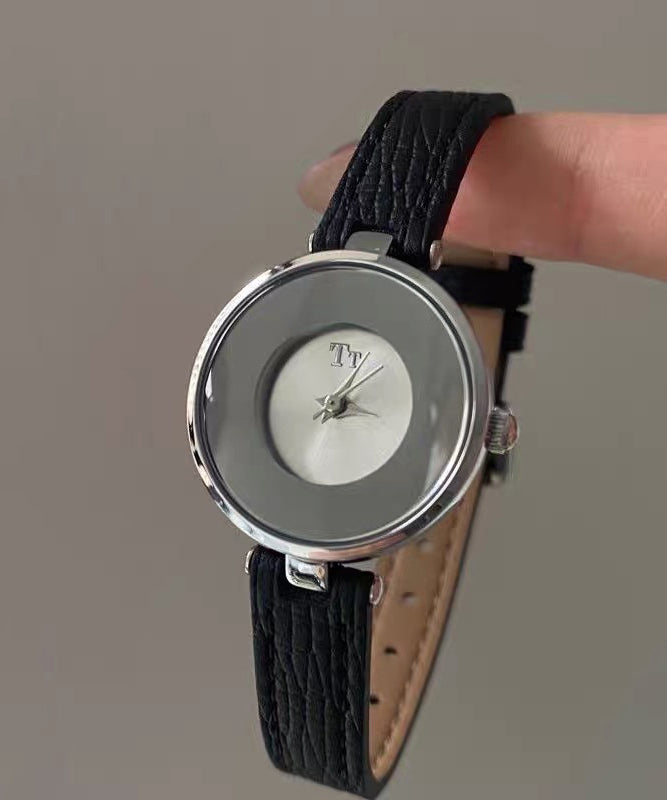Brown Leather Alloy Hardlex Crystal Watches