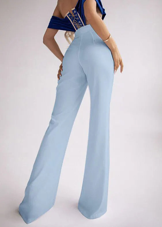 Slim Fit Blue Hollow Out Patchwork Spandex Pants Summer