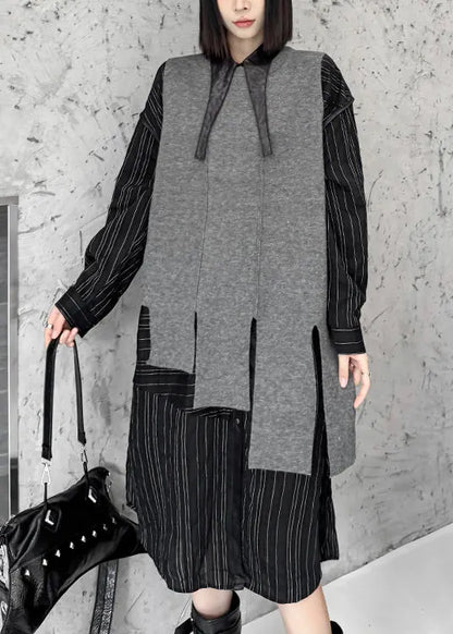Style Grey O-neck Asymmetrical Knit Vest Sleeveless