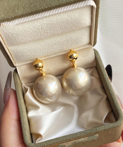 Champagne Metal Overgild Pearl Drop Earrings