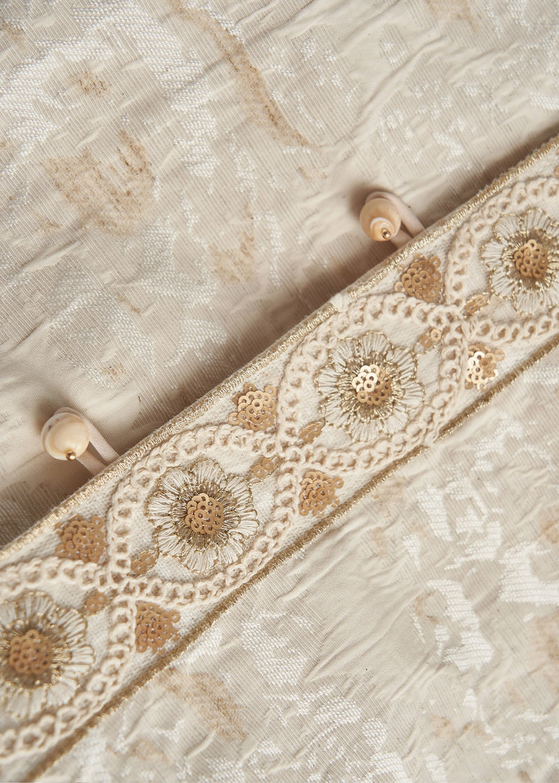 Beige Oversized Jacquard Cotton Coats Fall