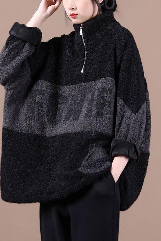 Winter Color Stitching Zipper Sweatshirt