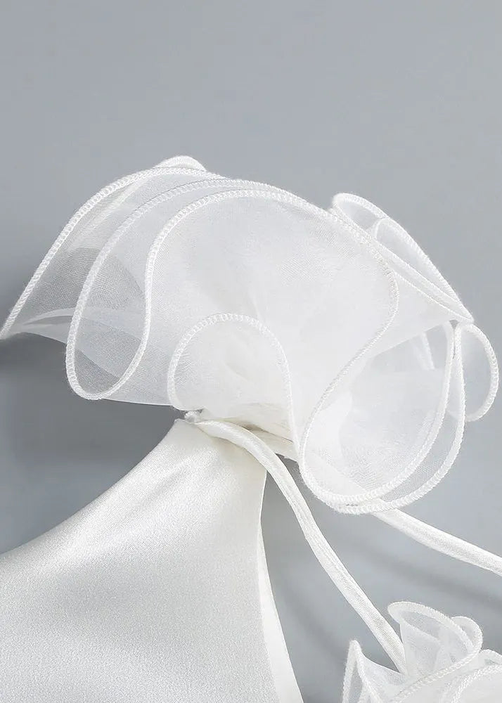 White Backless Silk Party Dress Zippered Summer