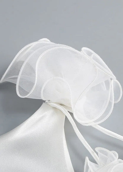 White Backless Silk Party Dress Zippered Summer