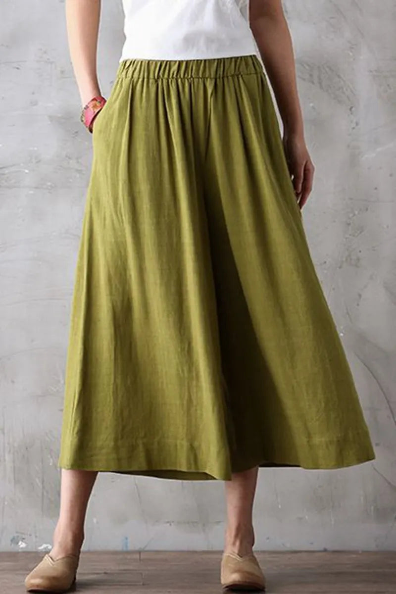 Summer Wide Leg Dress Pants Cropped Trousers
