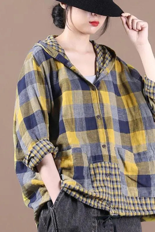 Limited Stock- Loose Stitching Drawstring Hooded Blouse