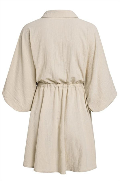Linen Lantern Sleeve Dress