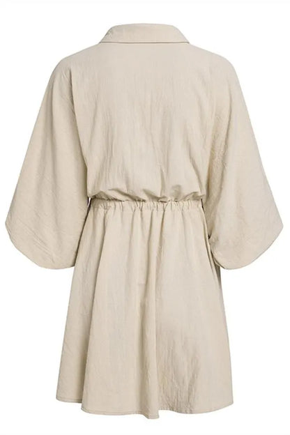Linen Lantern Sleeve Dress