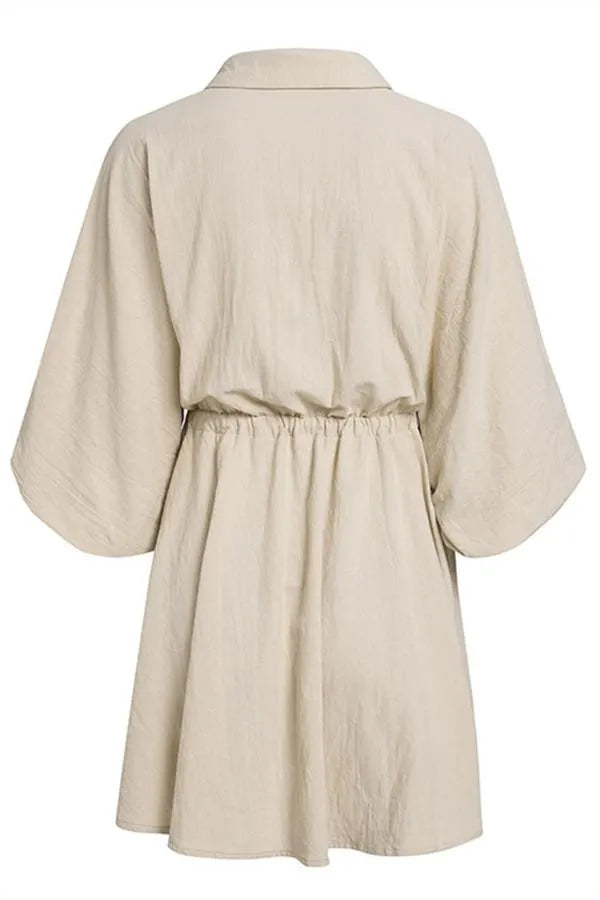 Linen Lantern Sleeve Dress