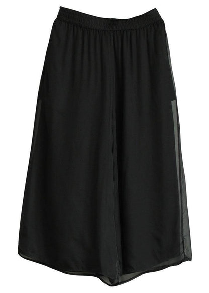 Handmade Purple Elastic Waist Retro Wide Leg Crop Pants