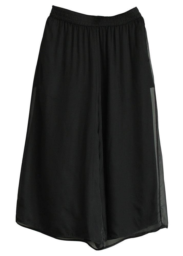 Handmade Purple Elastic Waist Retro Wide Leg Crop Pants