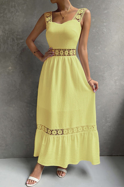 Jacquard Hollow Out Tiered Midi Dress