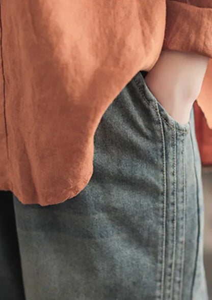 Original Embroidered Wide-leg Column Denim Pants