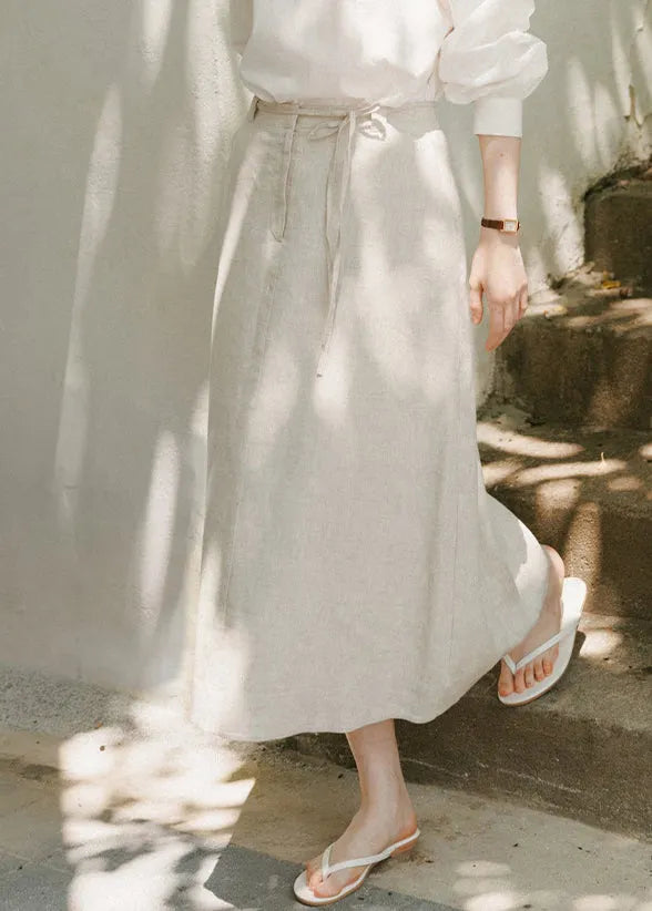 Japanese and Korean Lace Up Linen Skirt Summer