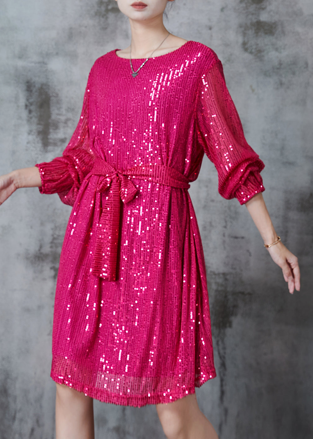 Diy Rose Sequins Tie Waist Tulle Day Dress Fall