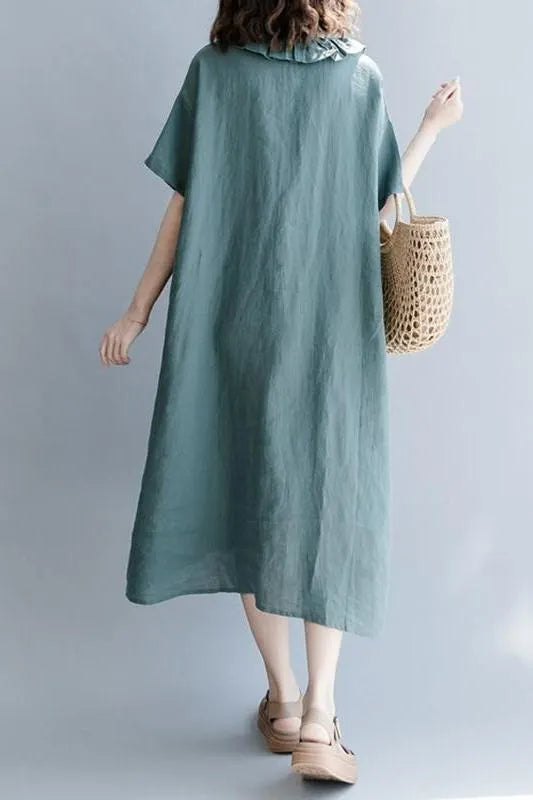Cotton Linen Dresses With Sleeves Loose Clothes