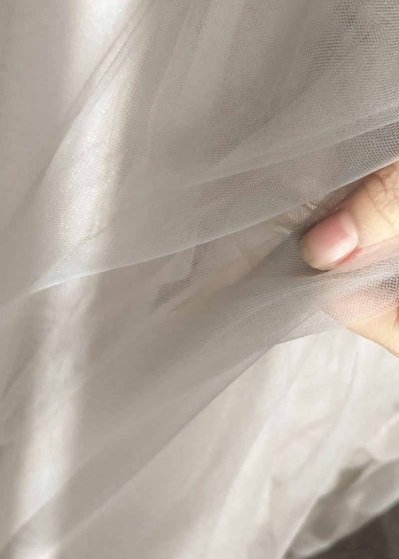Italian White Patchwork Elastic Waist Tulle a Line Skirts