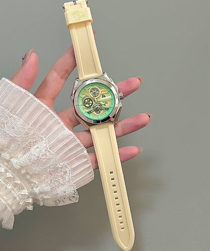 Light Green Silicone Rubber Quartz Movement Hollow Out Noctilucent Watches