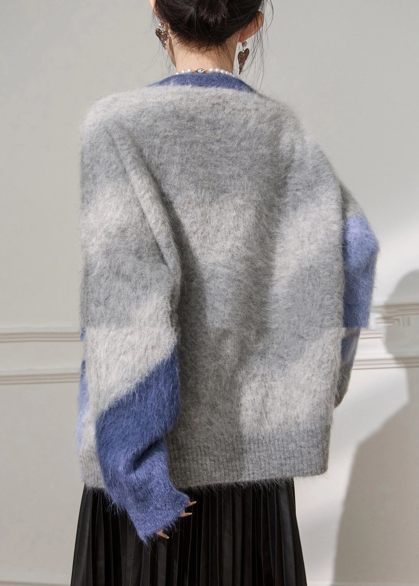 Colorblock Patchwork Cozy Cotton Knit Sweater Tops Spring