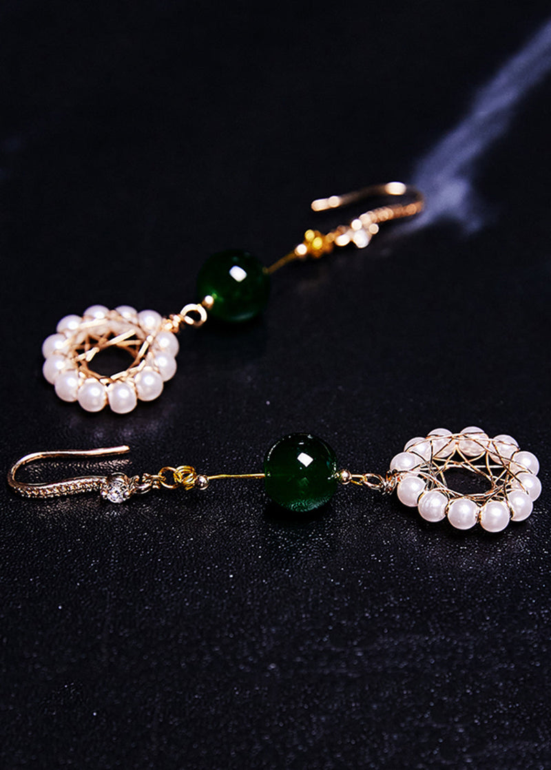 Art Hoop Pearl Turquoise Drop Earrings