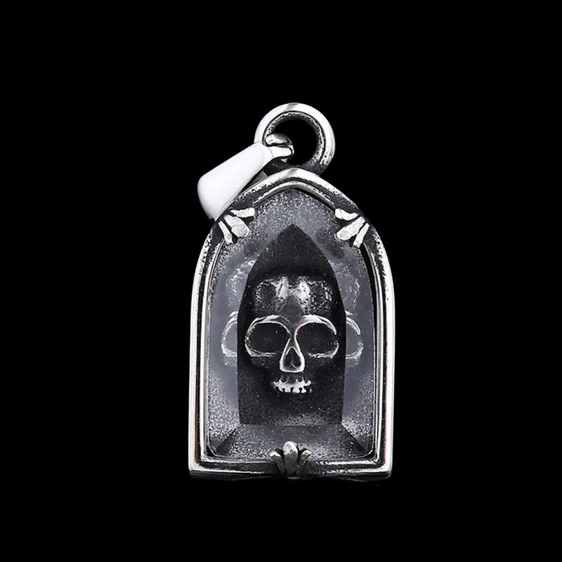 Clear Casket Skull Pendant