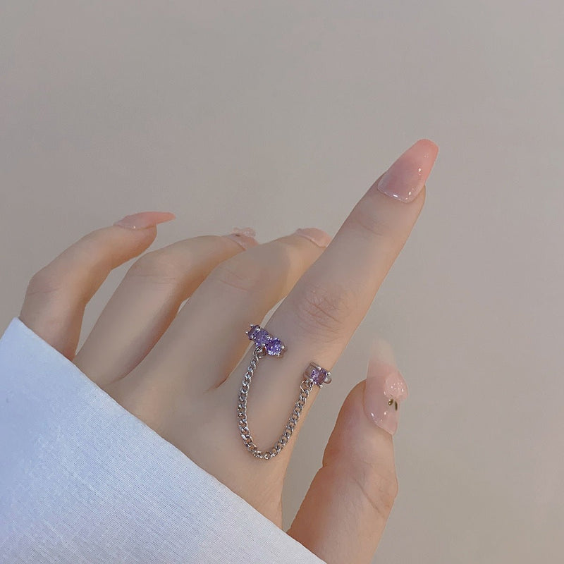 [] Amethyst Butterfly Ring Set