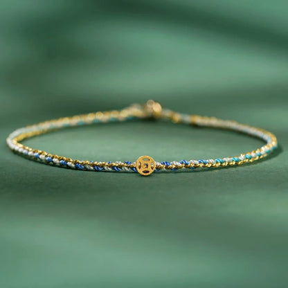 Colorful Luck Coin Rope Bracelet 14-15cm Healing Sounds