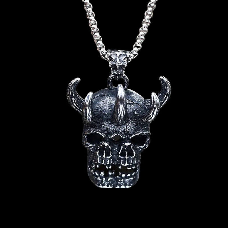 Conjoined Horned Twin Skulls Pendant
