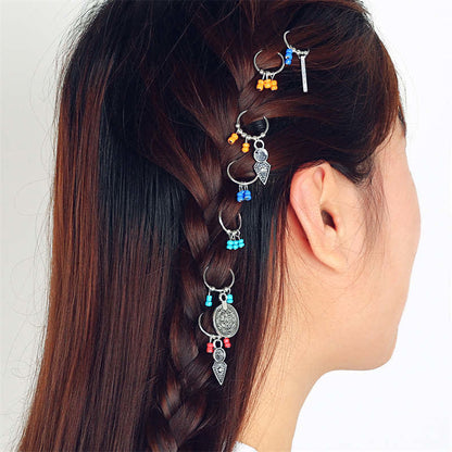 Copper Antique Leaf Coins Beads Hair Pins Decoration Set