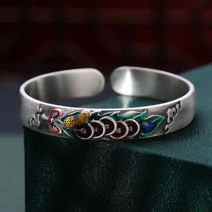 Copper Feng Shui Five Emperor Coins Protection Bracelet Bangle