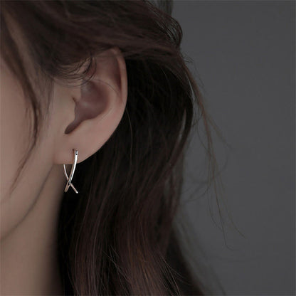 Copper Geometric Cross Luck Spiritual Hoop Earrings