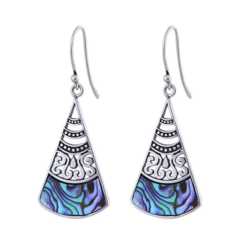 Copper Tridacna Stone Hollow Pattern Blessing Spiritual Earrings
